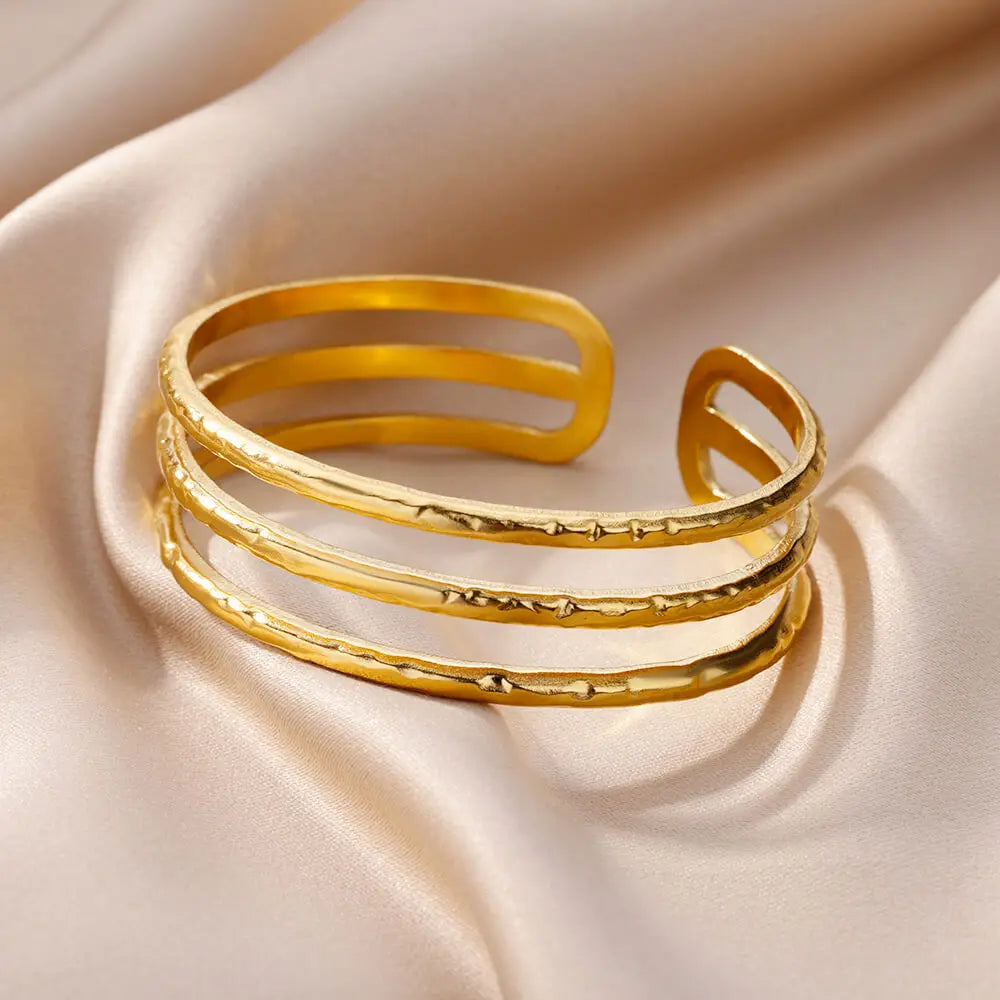 Bracelet Jonc Plaqué Or Acier Inoxydable
