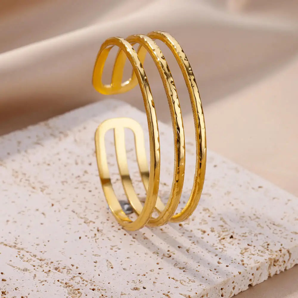 Bracelet Jonc Plaqué Or Acier Inoxydable