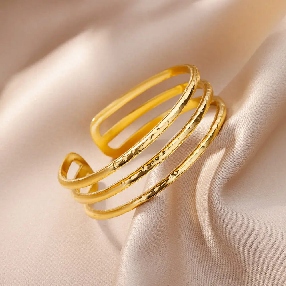 Bracelet Jonc Plaqué Or Acier Inoxydable