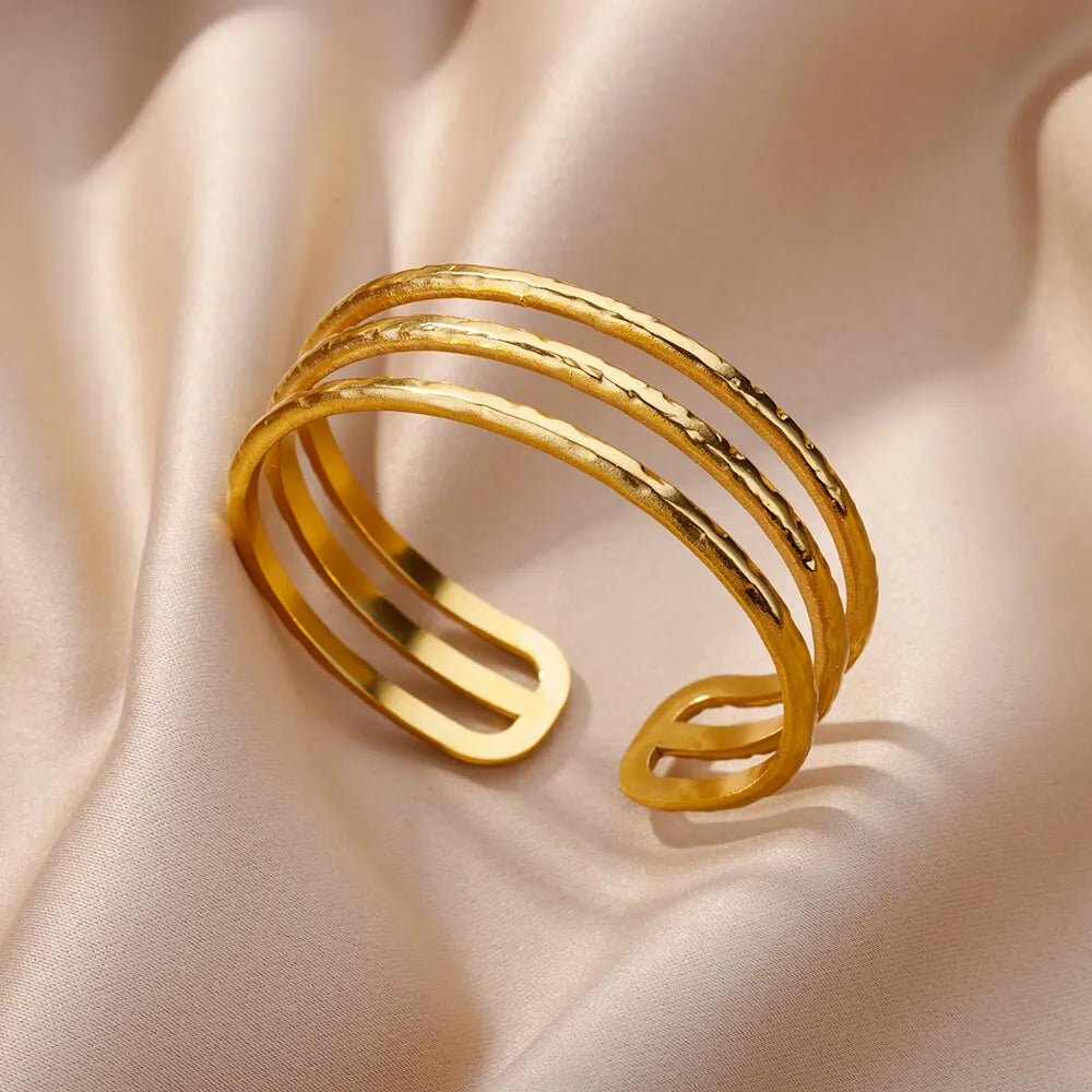 Bracelet Jonc Plaqué Or Acier Inoxydable