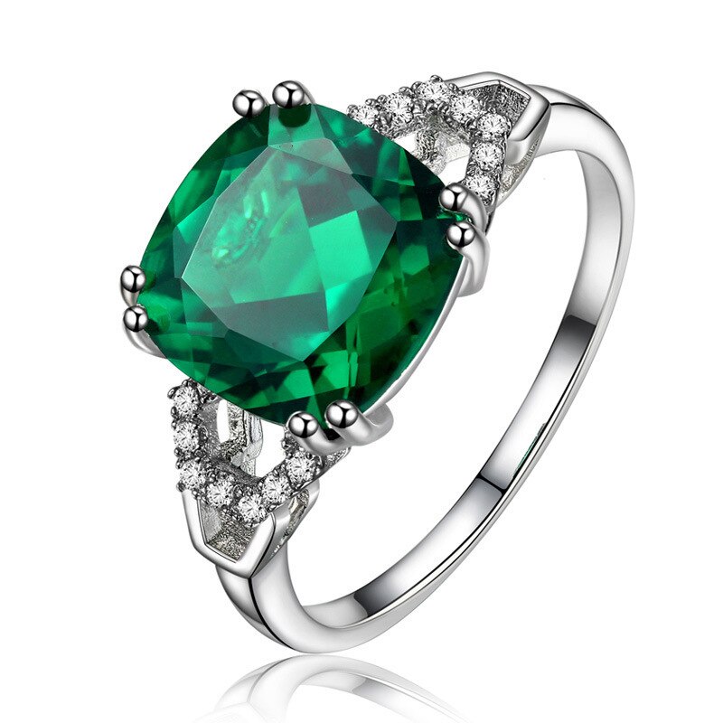 Bague femme en Argent avec ruby/emerald gemstone carré