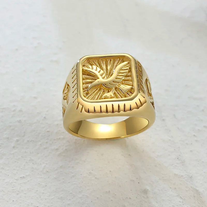 Chevalière Aigle Royal en Plaqué Or pour Hommes
