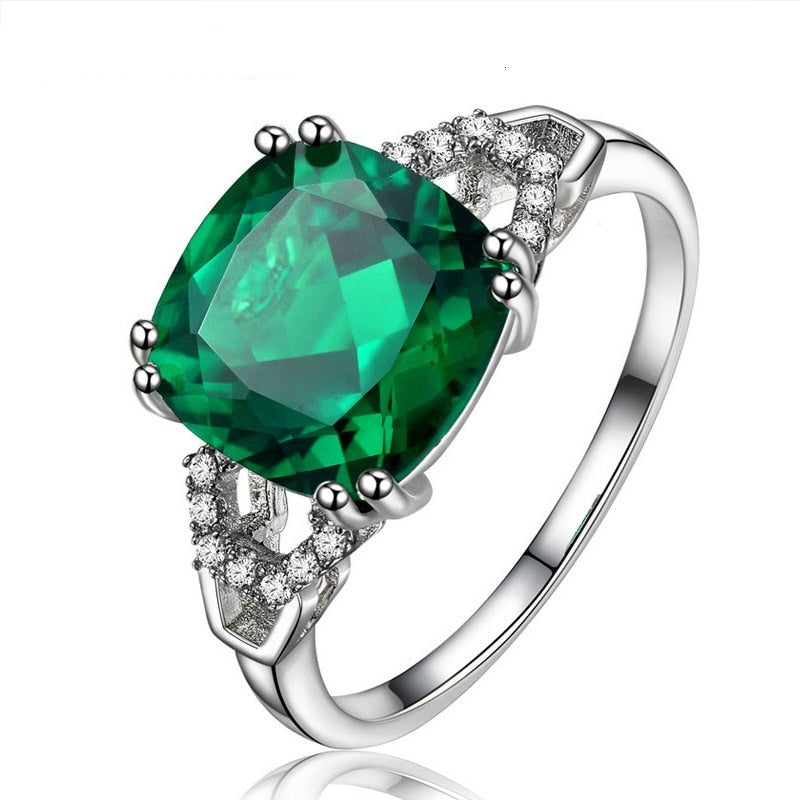 Bague femme en Argent avec ruby/emerald gemstone carré
