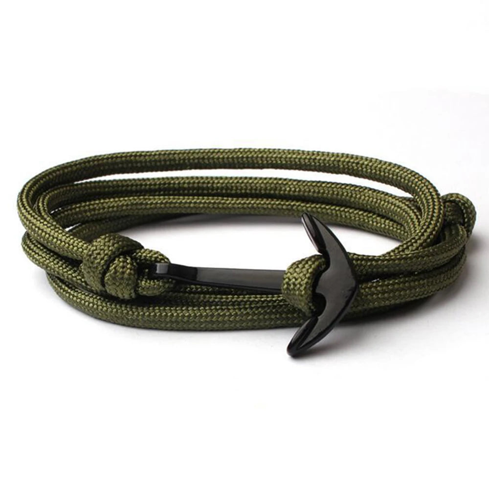 Bracelet Ancre en Cuir Fait Main