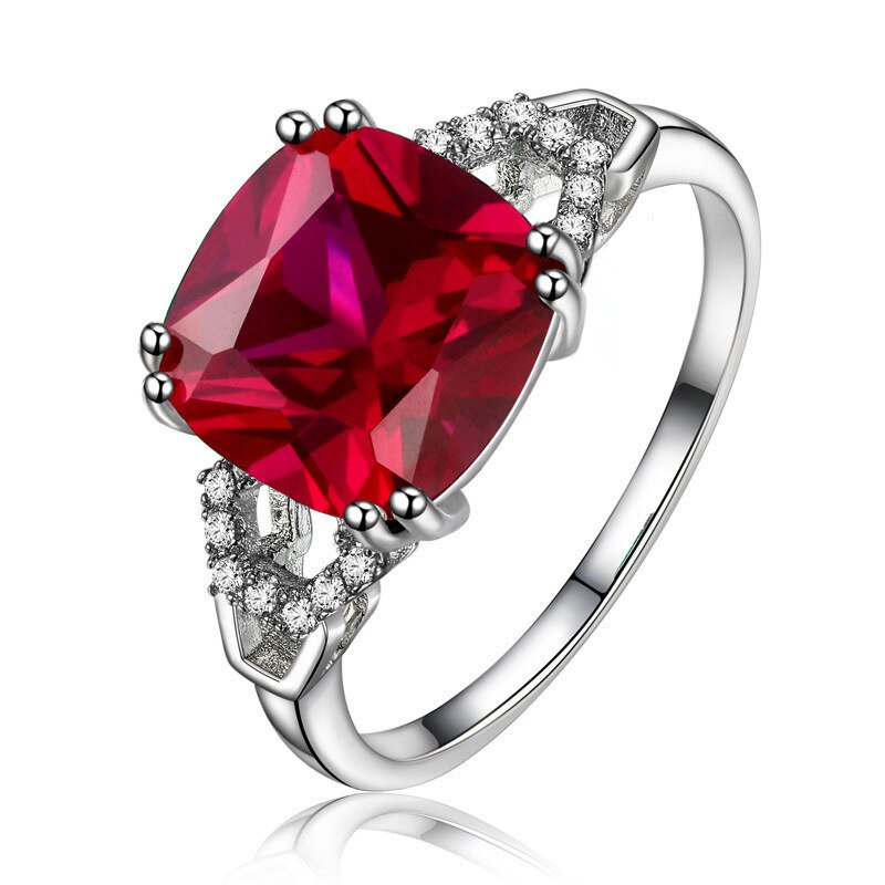 Bague femme en Argent avec ruby/emerald gemstone carré