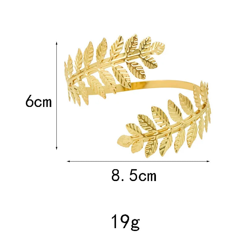 Bracelet Manchette Haut de Bras Feuilles Dorées – Style Grec Antique