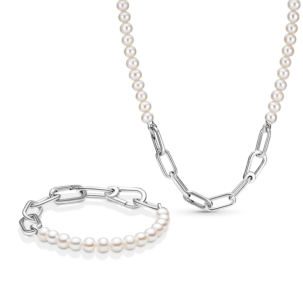 Ensemble Bracelet et Collier en Perles de Culture