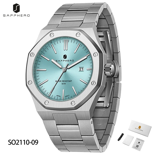 Montre Homme SAPPHERO – Coffret Cadeau, Acier, Quartz Japonais & Étanche