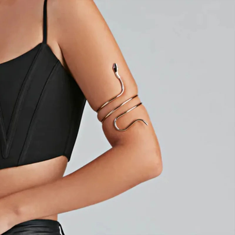 2023 Punk Coiled Snake Spiral Upper Arm Cuff Armlet Armband Bangle Women Jewelry Egypt Swirl Snake Arm Cuff Armlet Bracelet