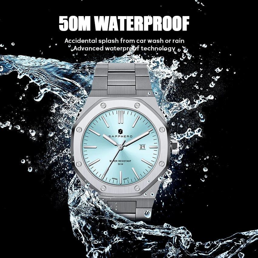 Montre Homme Acier Inoxydable – Quartz Japonais, Étanche & Élégante