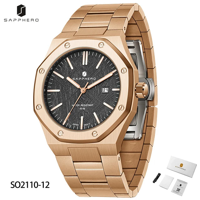 Montre Homme SAPPHERO – Coffret Cadeau, Acier, Quartz Japonais & Étanche