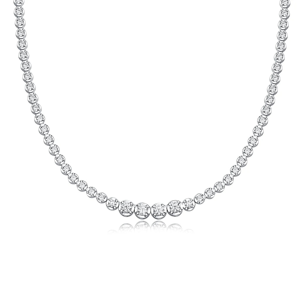 JIUZUAN 925 silver moissanite necklace 4mm casual fashion light luxury women's senior gift with certificate authentication