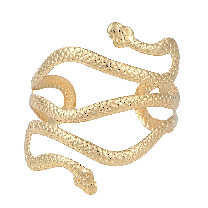 New Fashionable and Personalized Snake Head Arm Ring with Adjustable Metal Exaggerated Opening Snake shaped Wrapping Bracelet