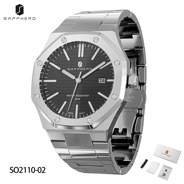 Montre Homme Acier Inoxydable – Quartz Japonais, Étanche & Élégante