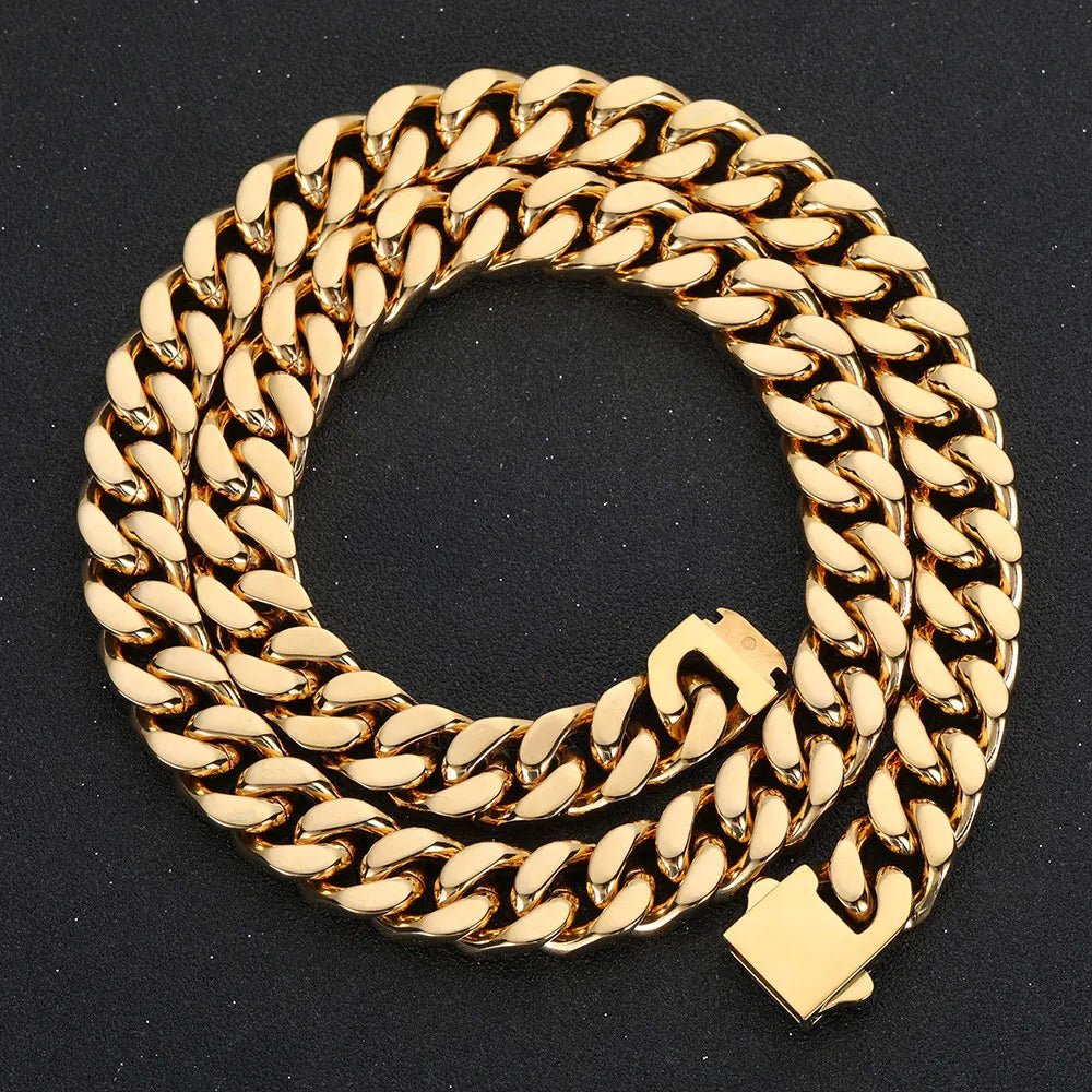 Collier à maillons cubains en acier inoxydable