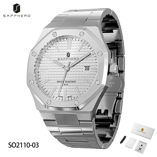 Montre Homme Acier Inoxydable – Quartz Japonais, Étanche & Élégante