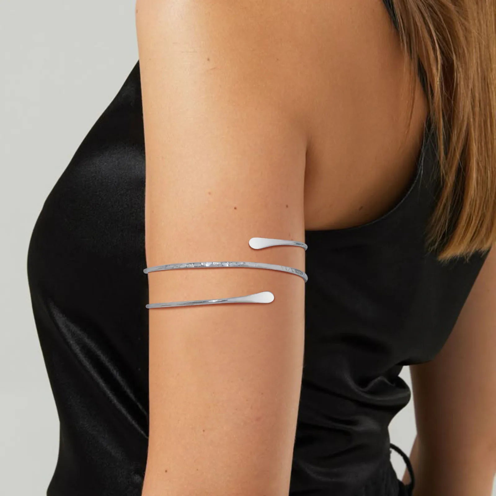 Bracelet Manchette Haut de Bras Minimaliste – Plaqué Or & Argent pour Femme