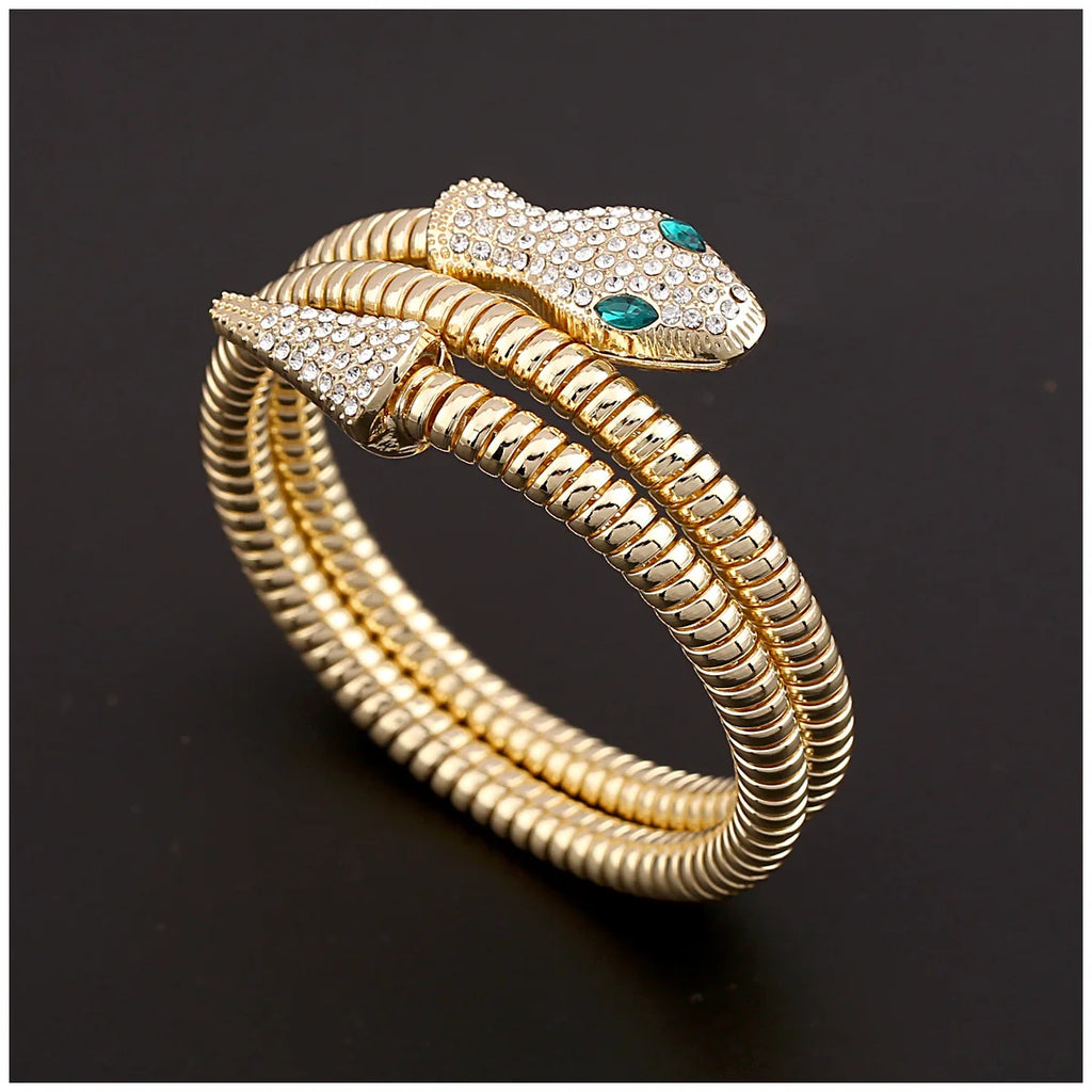 New Fashionable and Personalized Snake Head Arm Ring with Adjustable Metal Exaggerated Opening Snake shaped Wrapping Bracelet
