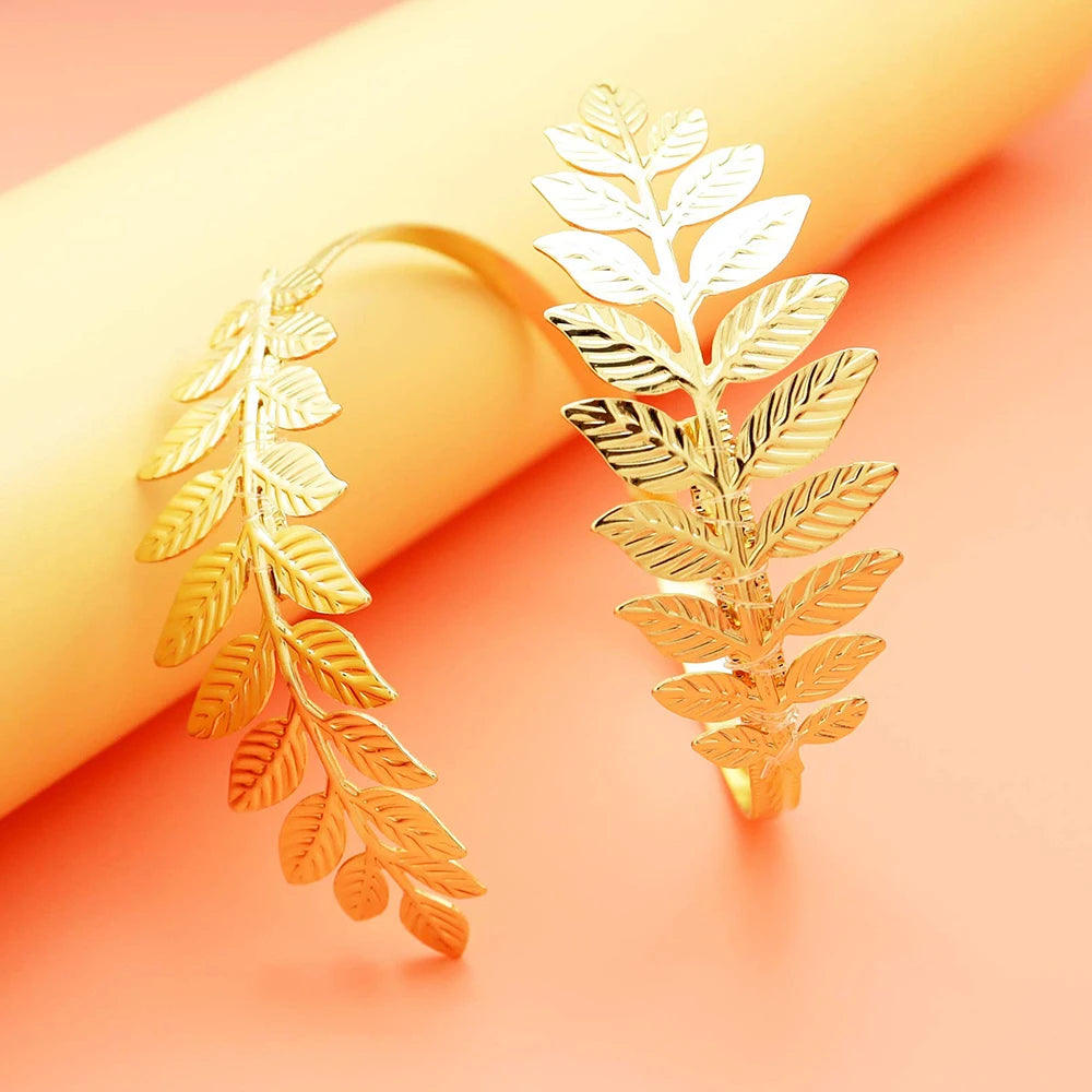 Bracelet Manchette Haut de Bras Feuilles Dorées – Style Grec Antique