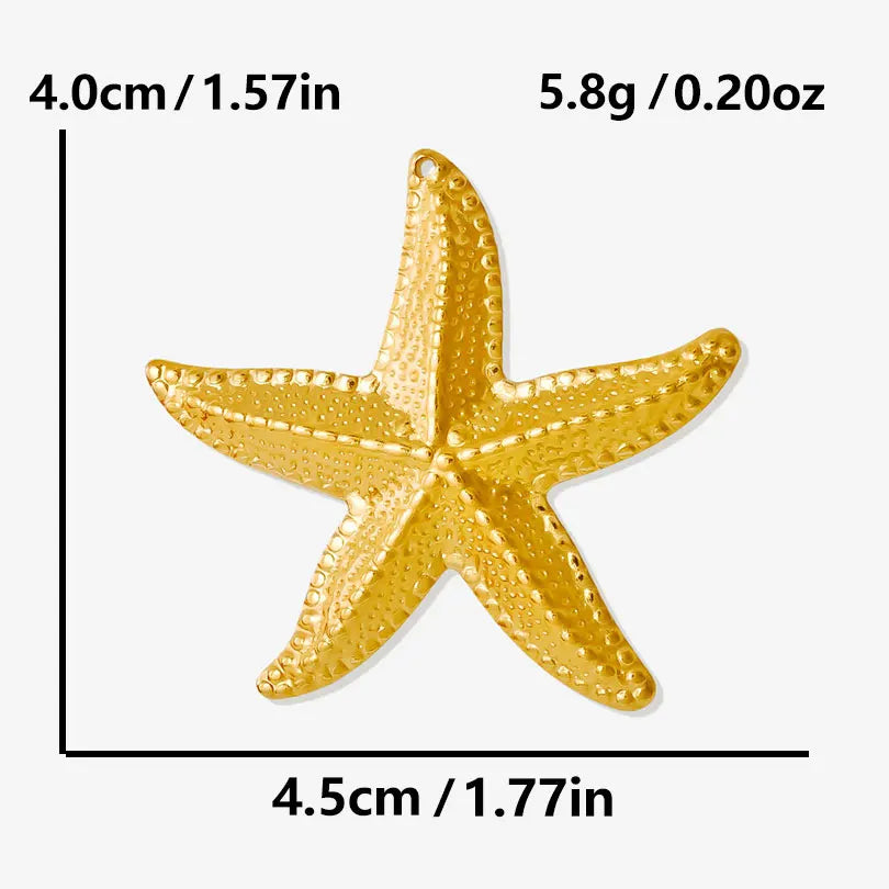 New Temperament Stainless Steel Ocean Series Starfish Jewelry Metal Pendant Necklace/Earring/Ring  No Fading For Women Punk Set