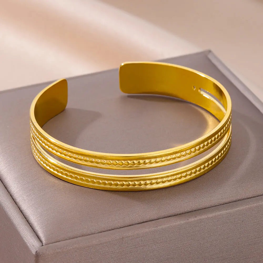 Bracelet Jonc Plaqué Or Acier Inoxydable