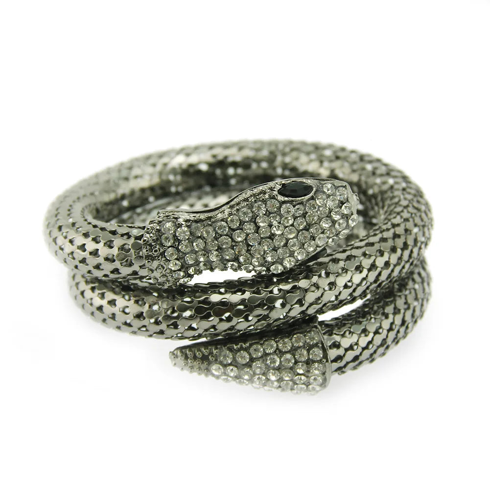 New Fashionable and Personalized Snake Head Arm Ring with Adjustable Metal Exaggerated Opening Snake shaped Wrapping Bracelet