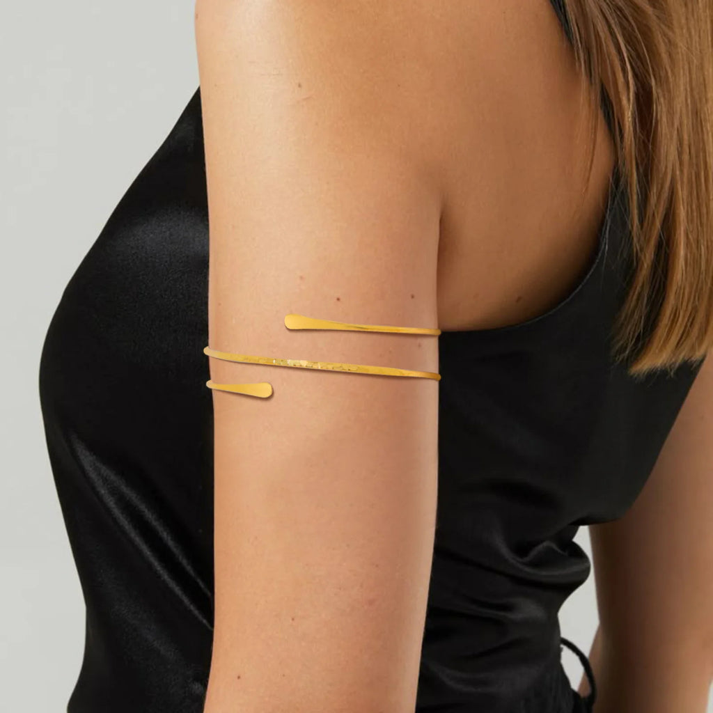 Bracelet Manchette Haut de Bras Géométrique – Plaqué Or & Argent Ajustable