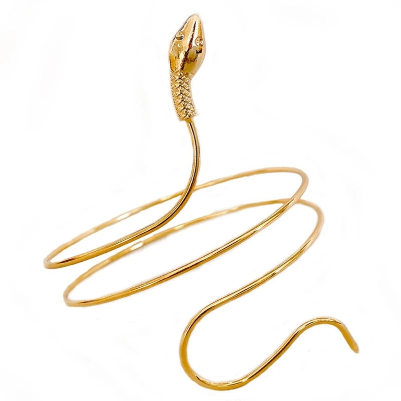 Bracelet Manchette Spirale Haut de Bras – Forme Tourbillon Ajustable Or & Argent