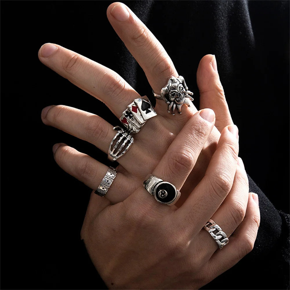 Ensemble de Bagues Squelette Gothique 2023 EternalBond - Style Punk pour Hommes