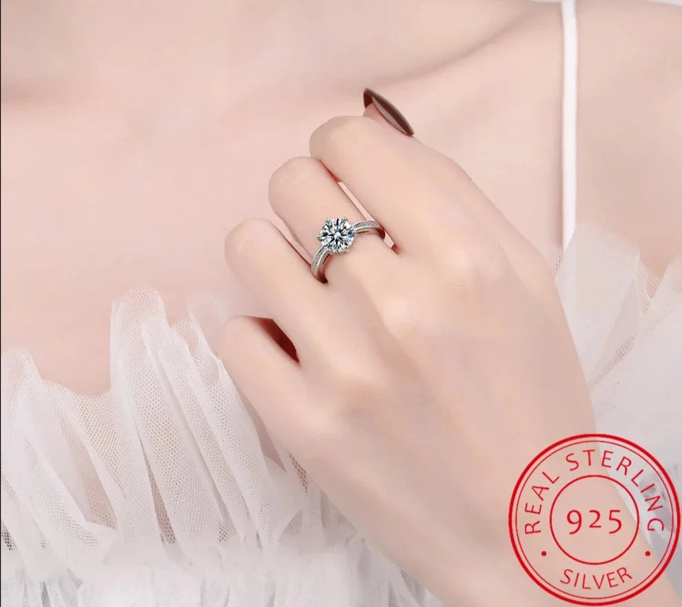 Bague Pierre Moissanite Argent Ajustable