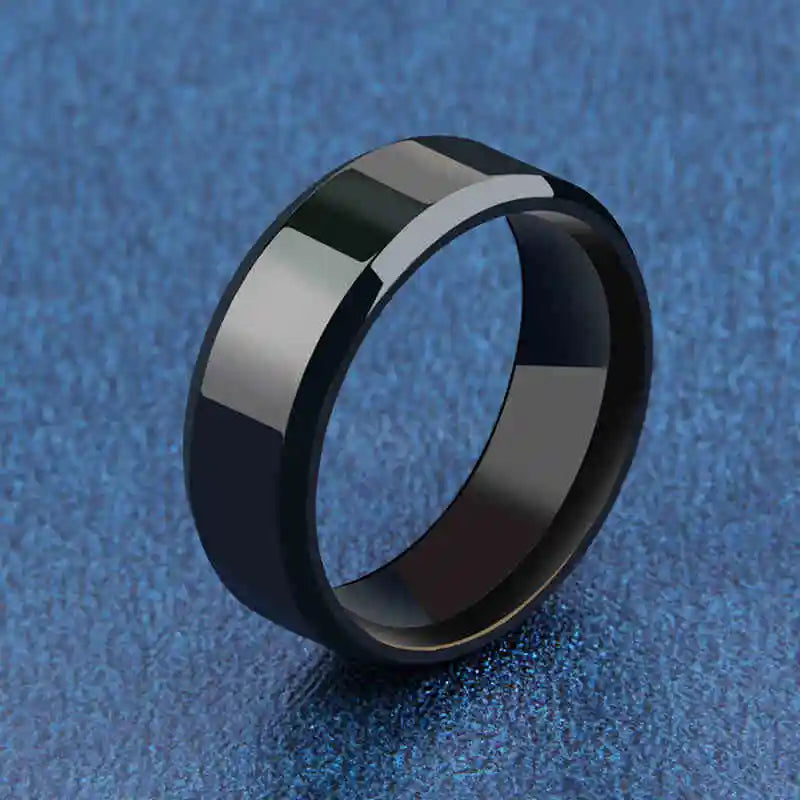 Alliance Moderne EternalBond - Anneau en Acier Inoxydable Noir pour Hommes et Femmes