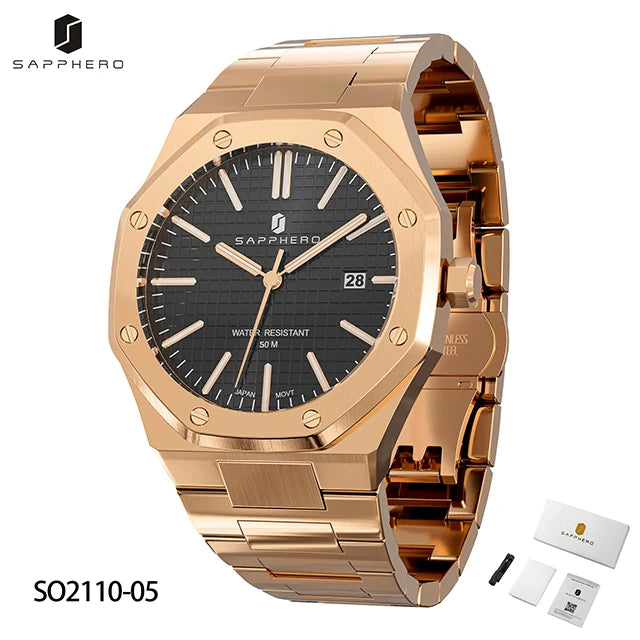 Montre Homme SAPPHERO – Coffret Cadeau, Acier, Quartz Japonais & Étanche
