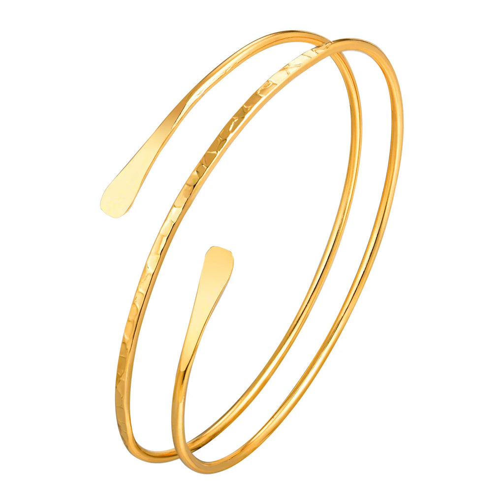 Bracelet Manchette Haut de Bras Minimaliste – Plaqué Or & Argent pour Femme