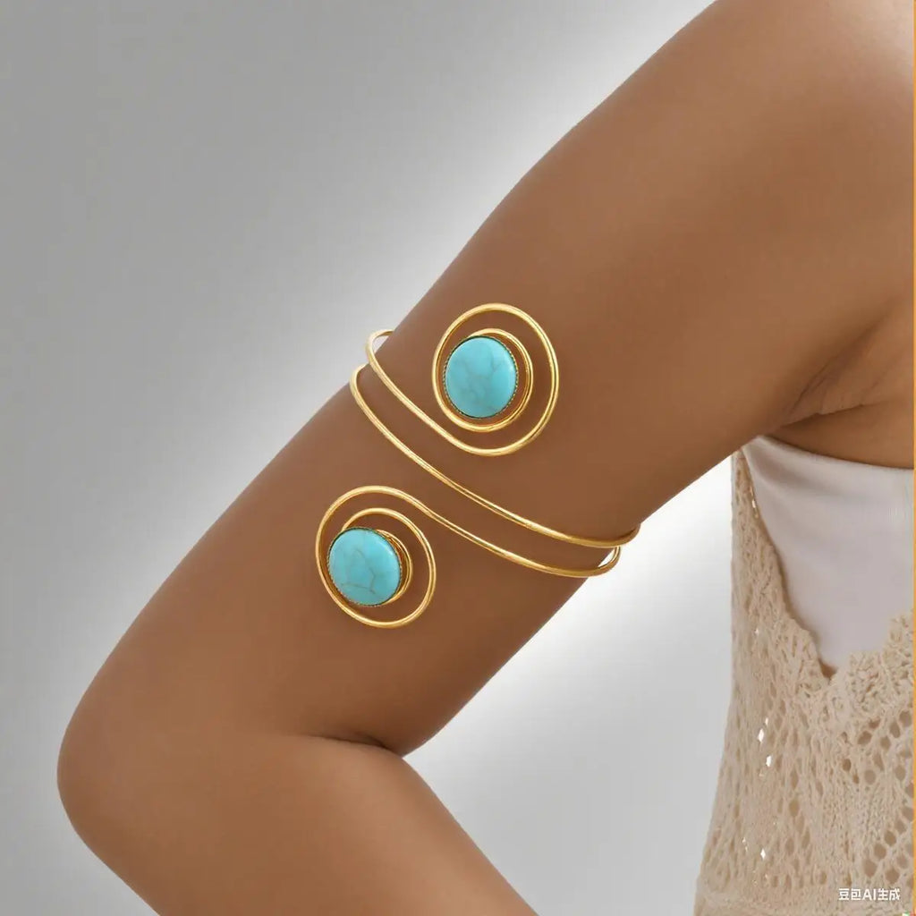 Bracelet Manchette Haut de Bras Minimaliste – Plaqué Or & Argent pour Femme