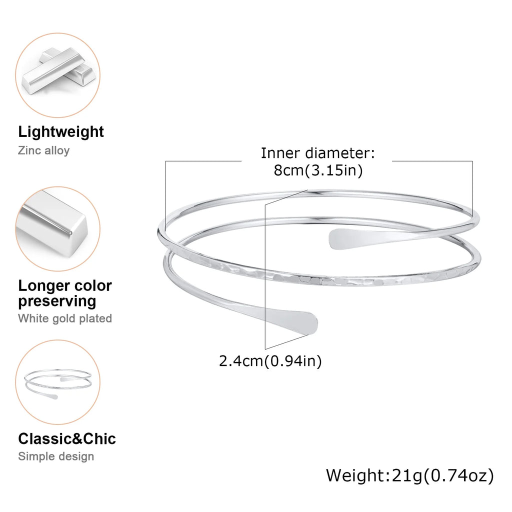 Bracelet Manchette Haut de Bras Géométrique – Plaqué Or & Argent Ajustable