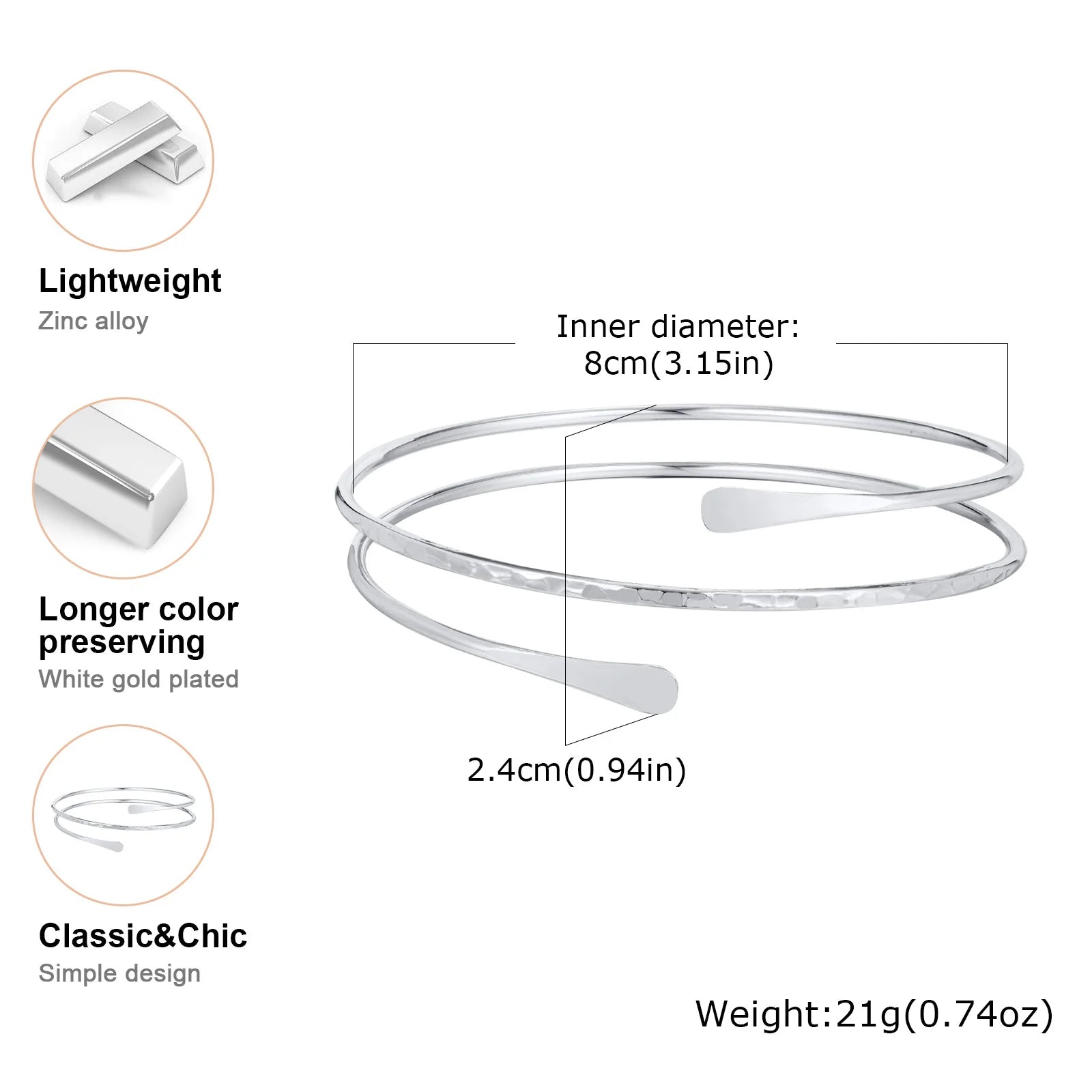 Bracelet Manchette Haut de Bras Géométrique – Plaqué Or & Argent Ajustable