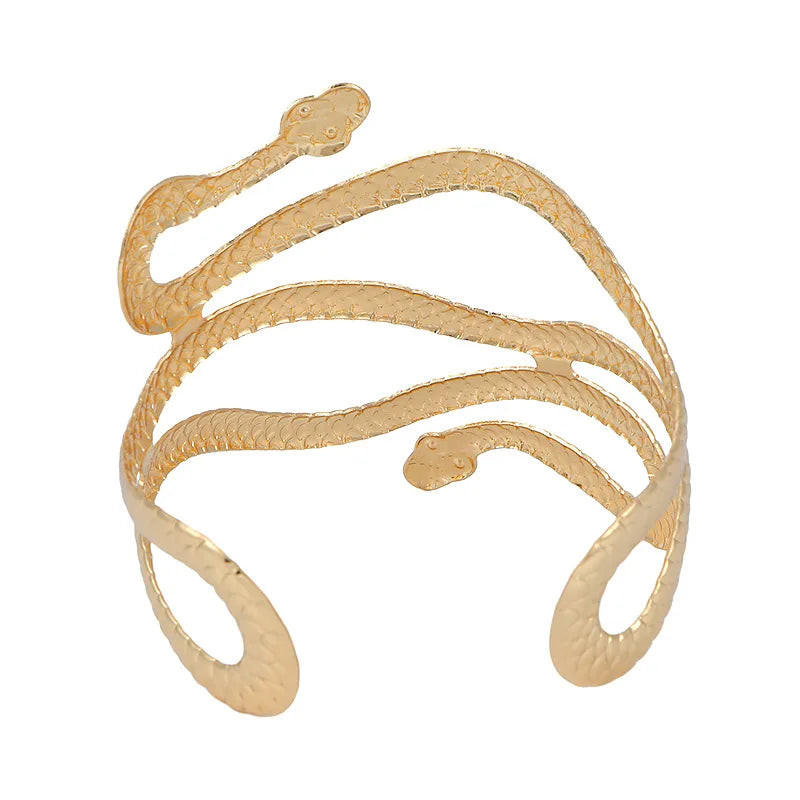 New Fashionable and Personalized Snake Head Arm Ring with Adjustable Metal Exaggerated Opening Snake shaped Wrapping Bracelet