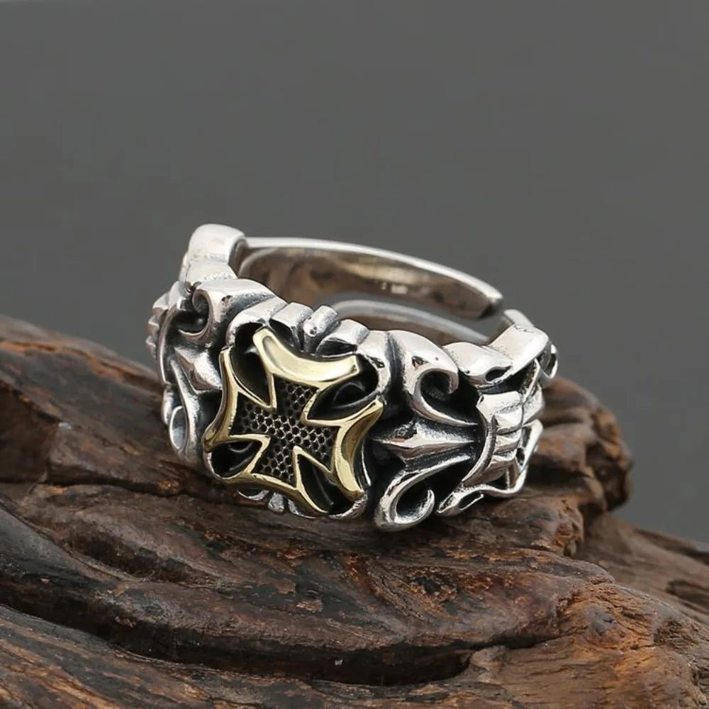 Bague Croix Ajustable EternalBond - Style Gothique et Punk pour Hommes